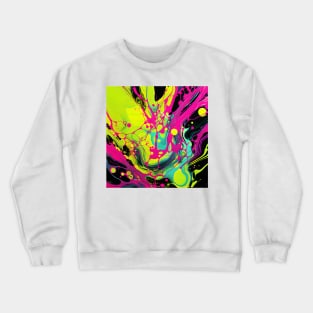 Neon Pink and Yellow Abstract Flow Crewneck Sweatshirt